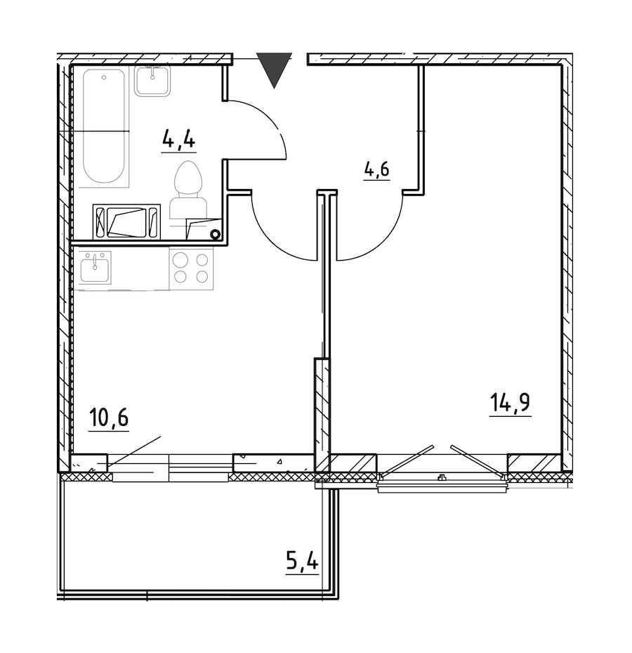 1-комнатная квартира 36.4 м², 4/8 эт., ЖК «Квартал Che»